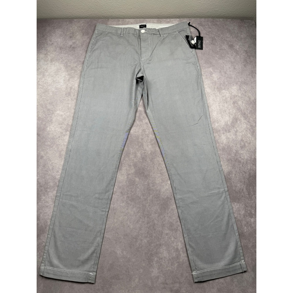 NWT Buffalo David Bitton Mens 36/34 Gray White Striped Pants